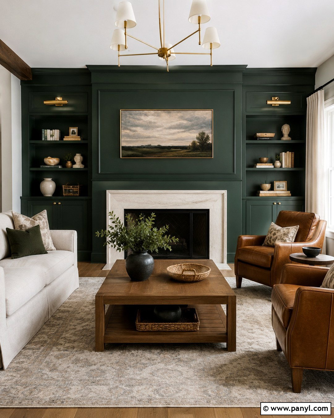 Dark Green Fireplace Paneling - 20 Green Painted Paneling Ideas