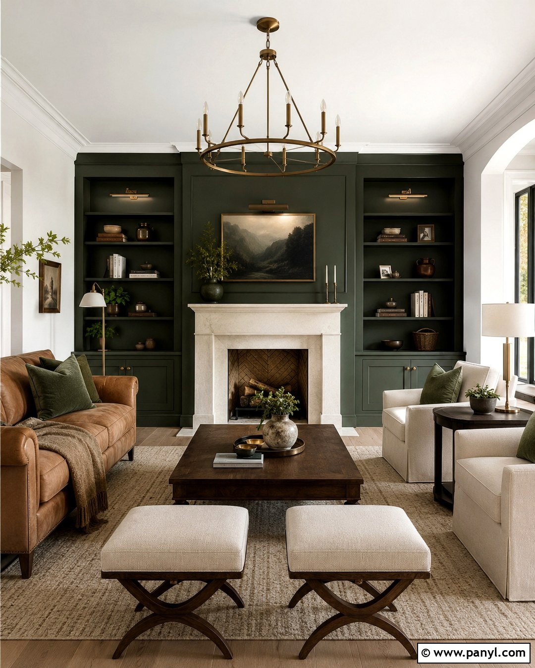 Dark Green Fireplace Wall - 20 Green Contrast Wall Ideas