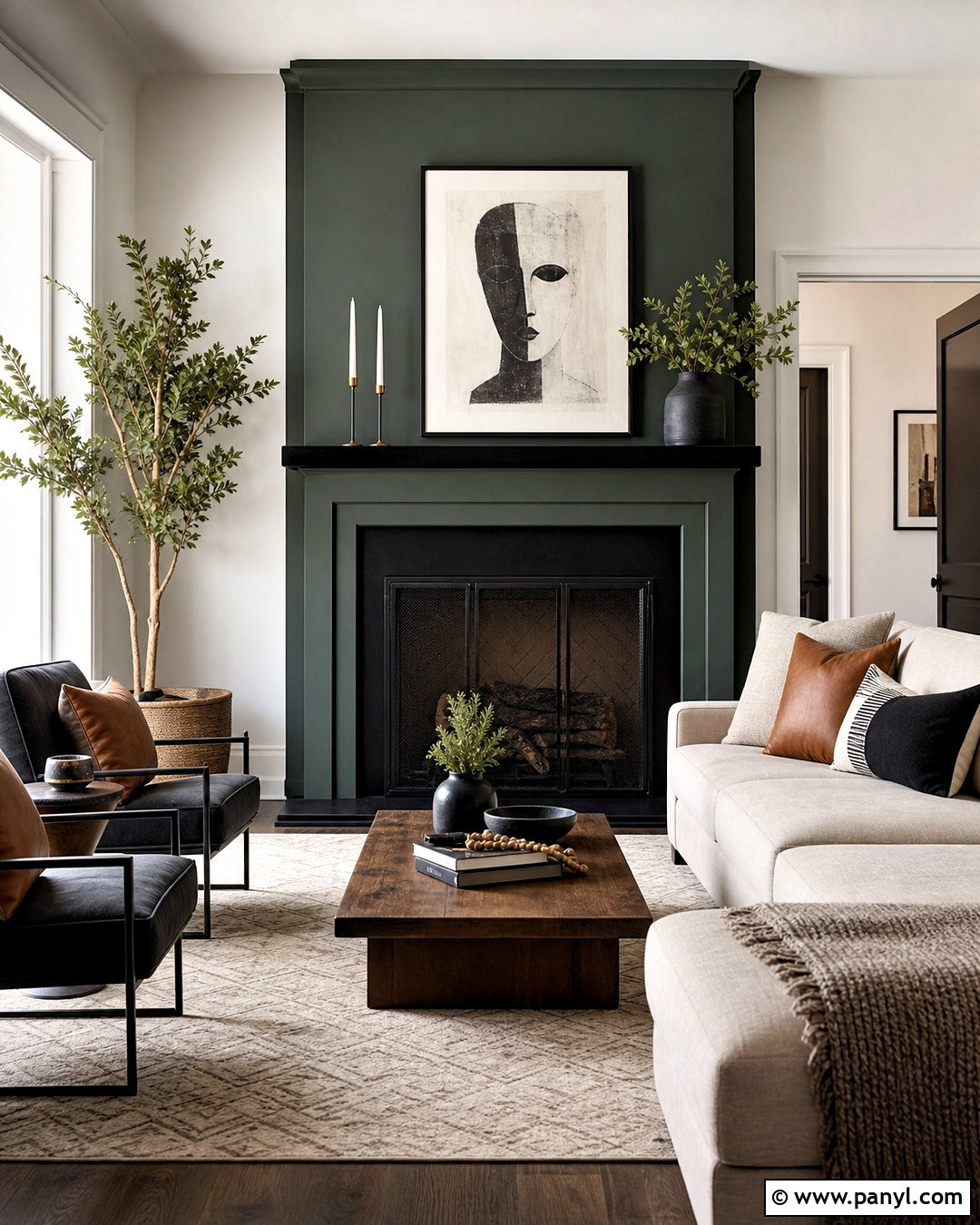 Dark Green Fireplace With Black Accents - 20 dark green fireplace ideas