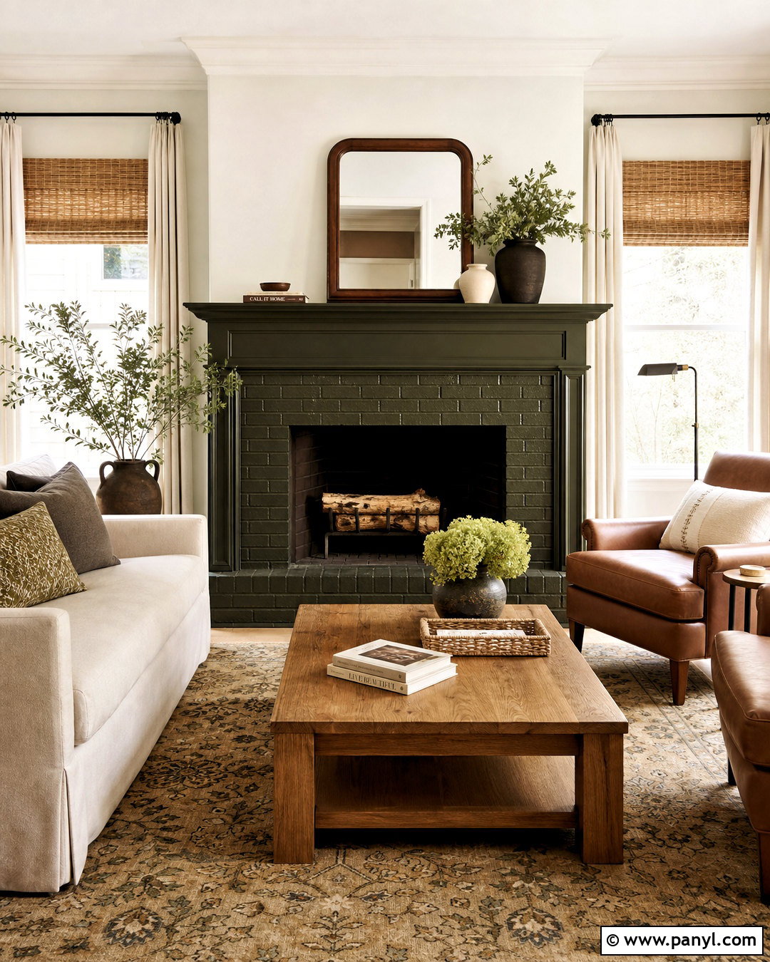 Dark Green Fireplace With Cream Walls - 20 dark green fireplace ideas