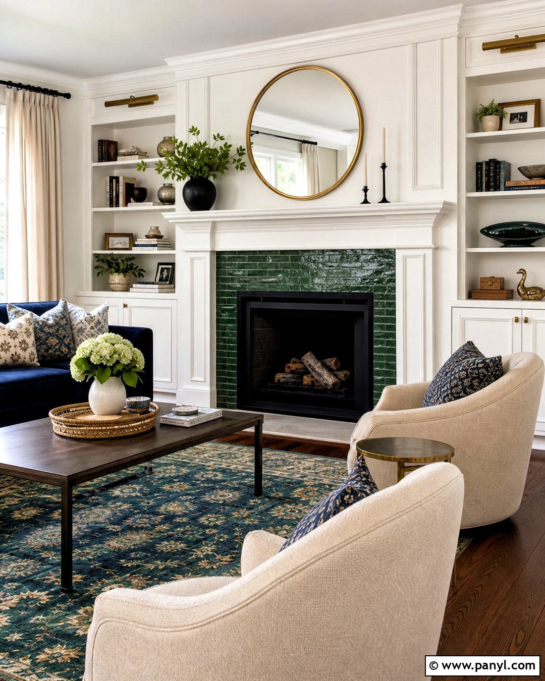 Dark Green Fireplace With White Mantel - 20 dark green fireplace ideas
