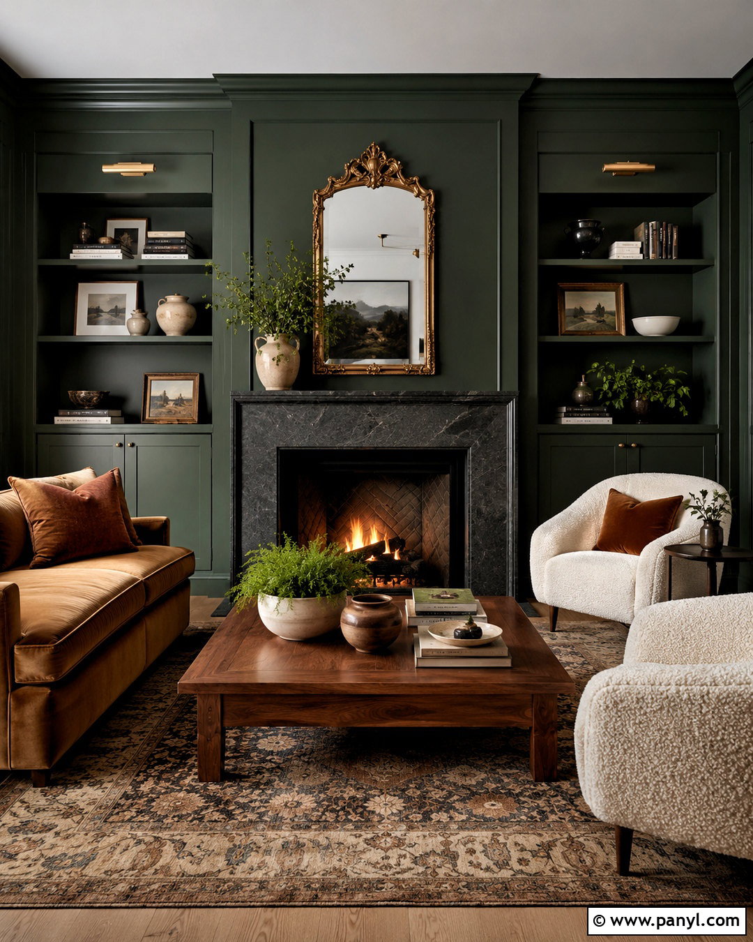Dark Green Fireplace - 20 moody fireplace ideas
