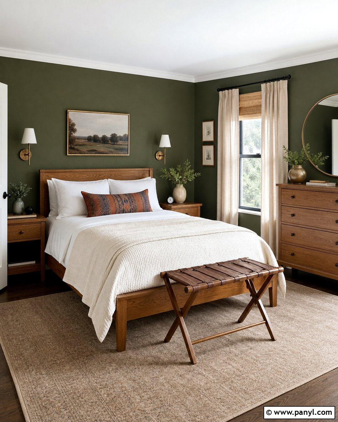 Dark Green Guest Bedroom - 45 dark green walls