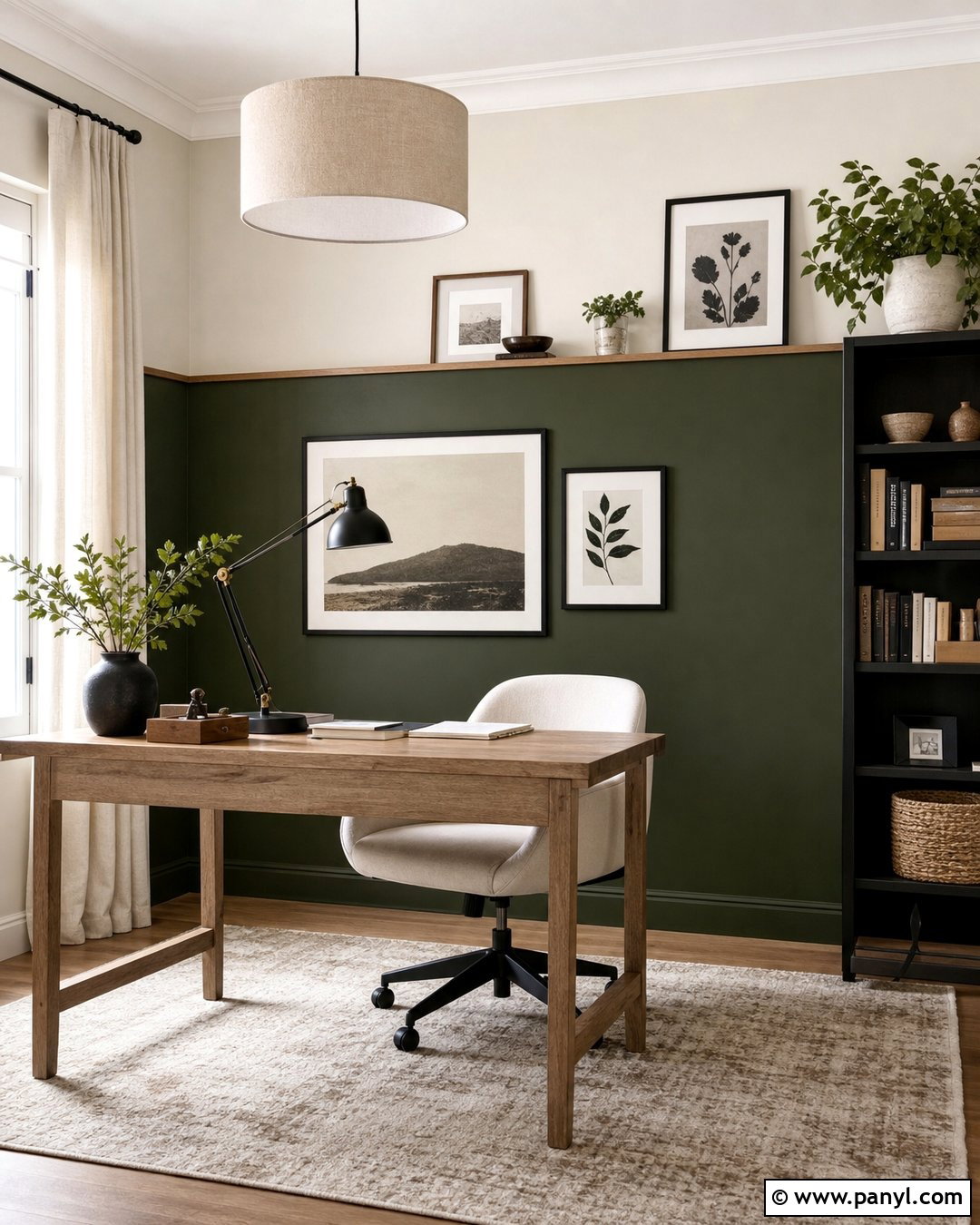 Dark Green Half Wall Feature - 30 dark green feature wall ideas