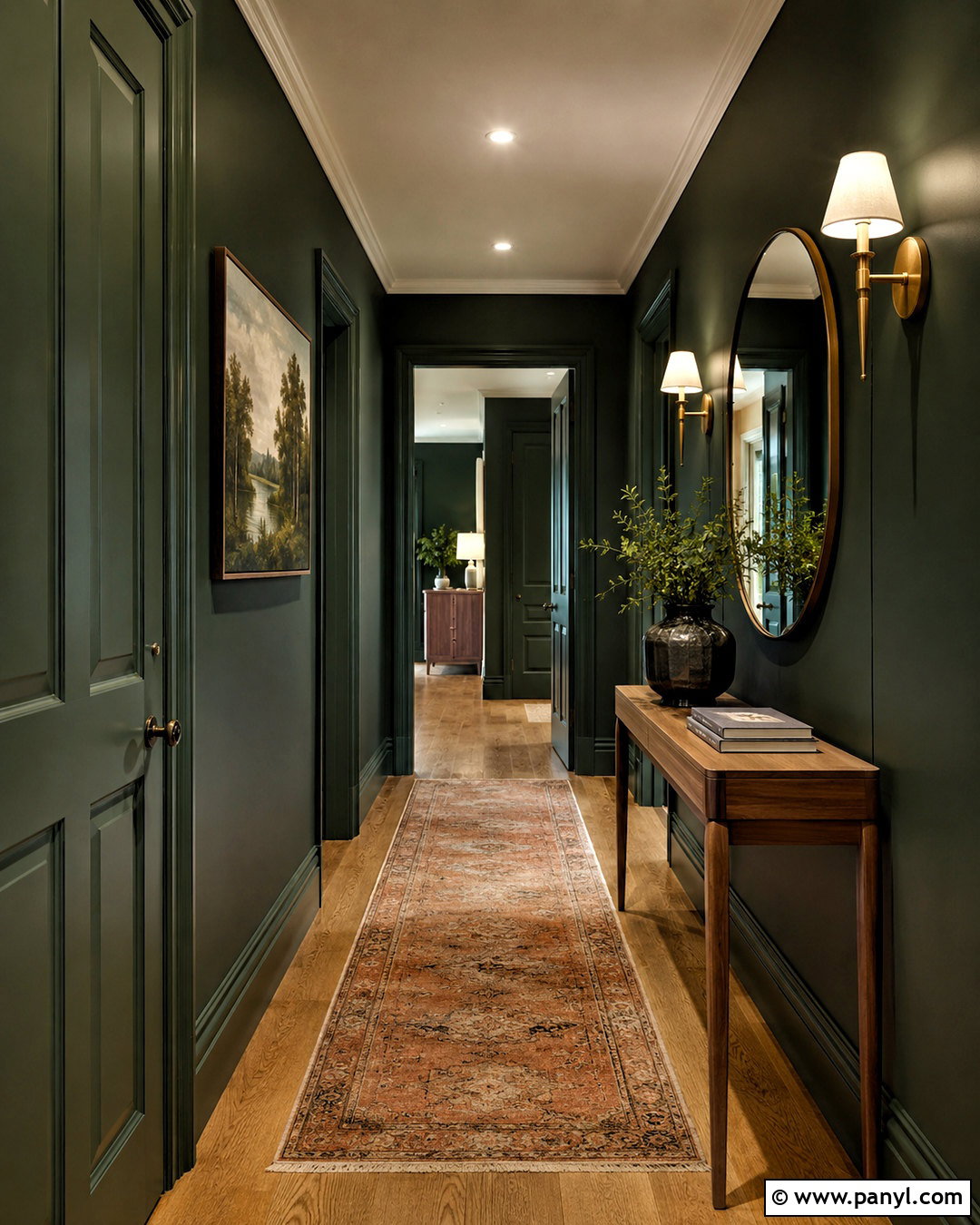 Dark Green Hallway - 20 moody hallway ideas