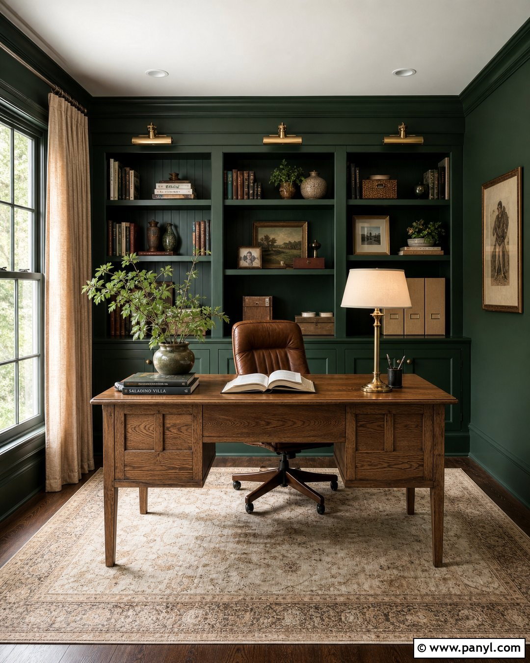 Dark Green Home Office Walls - 45 green painted walls