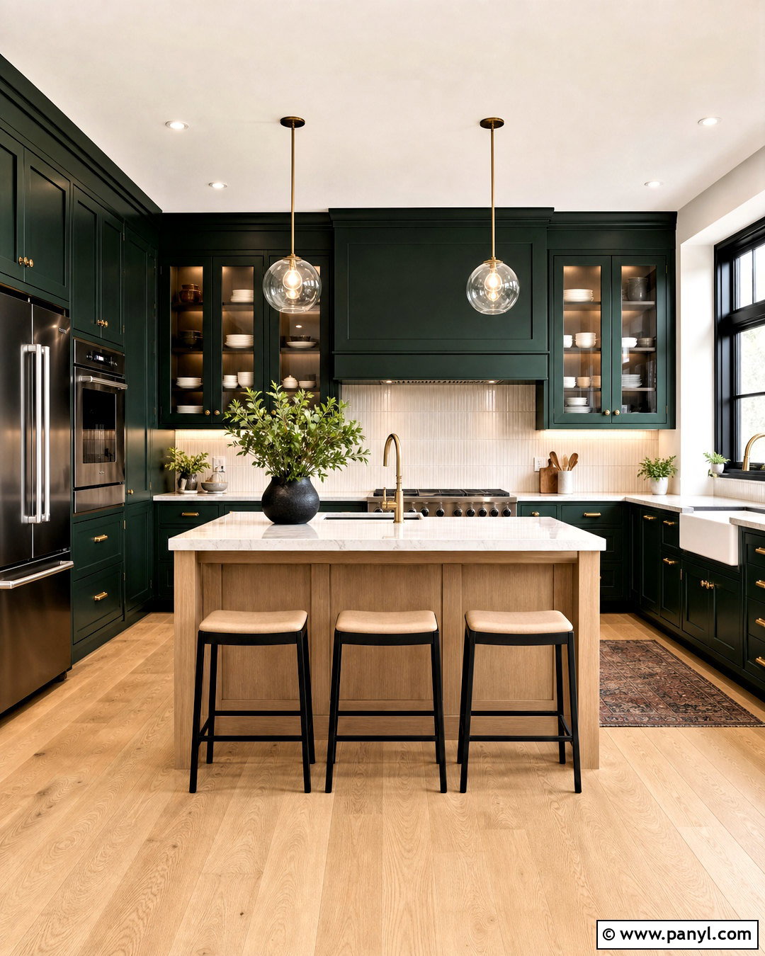 Dark Green Kitchen - 20 green rooms ideas