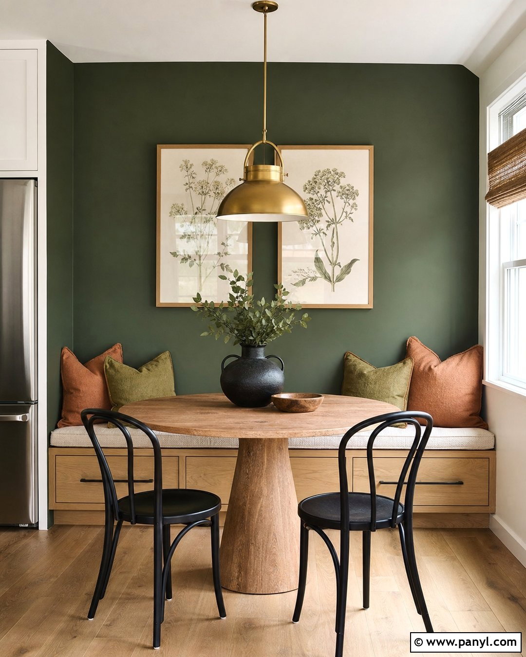 Dark Green Kitchen Banquette Wall - 45 dark green accent wall ideas