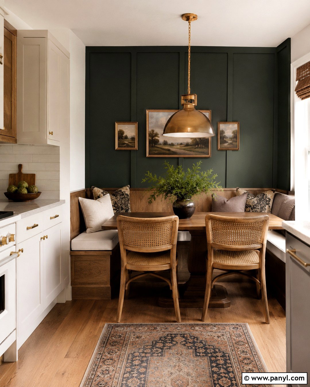 Dark Green Kitchen Banquette Wall - 20 Dark Paint Accent Wall Ideas