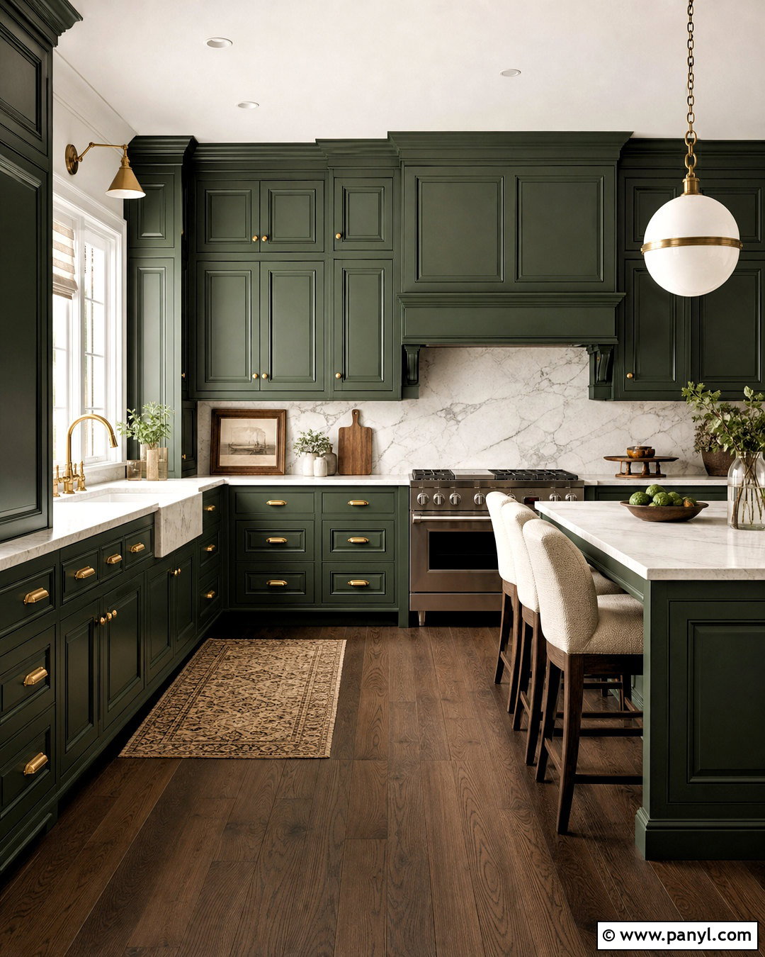 Dark Green Kitchen Cabinets With Marble Countertops - 20 green kitchen cabinets