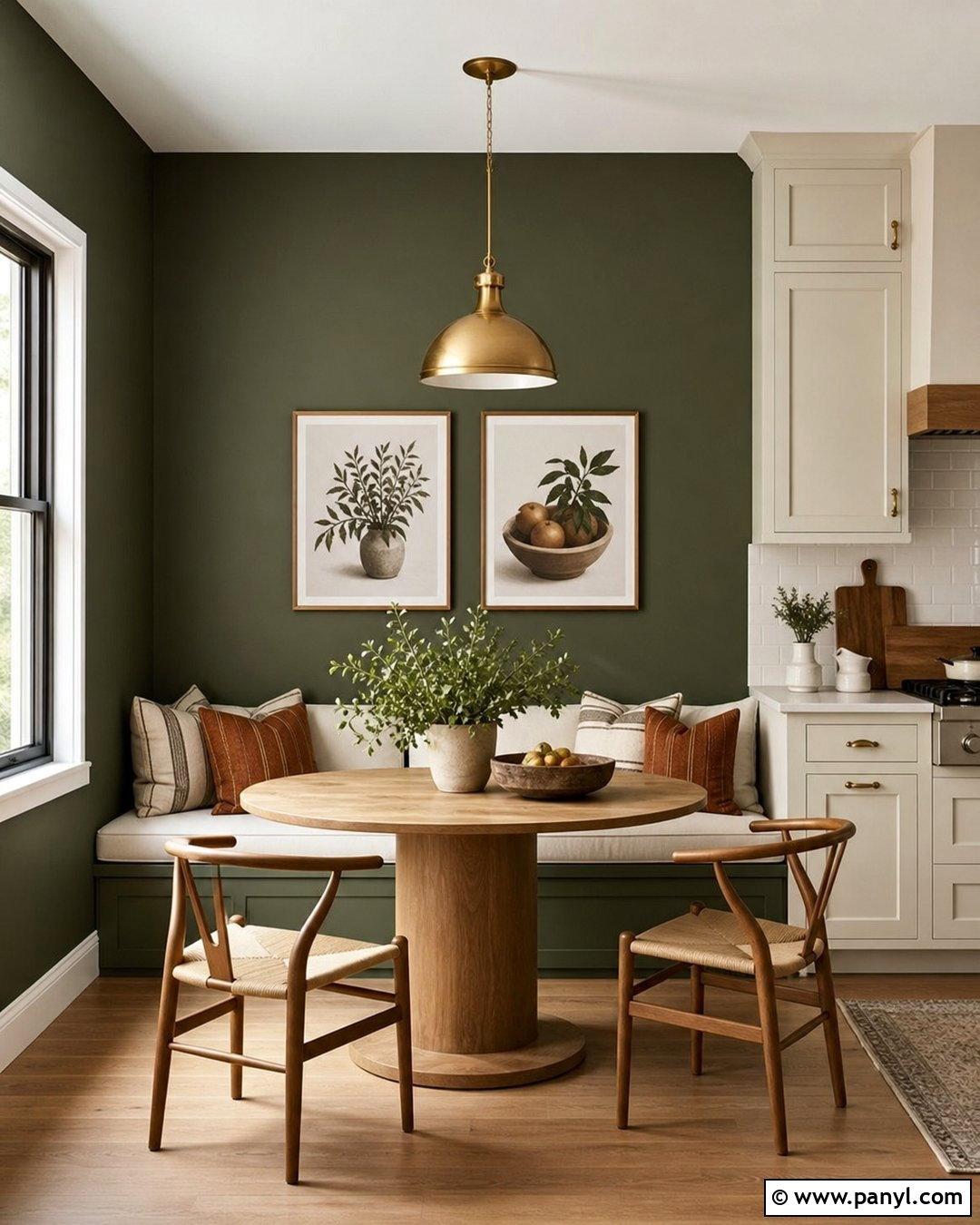 Dark Green Kitchen Nook Feature Wall - 30 dark green feature wall ideas