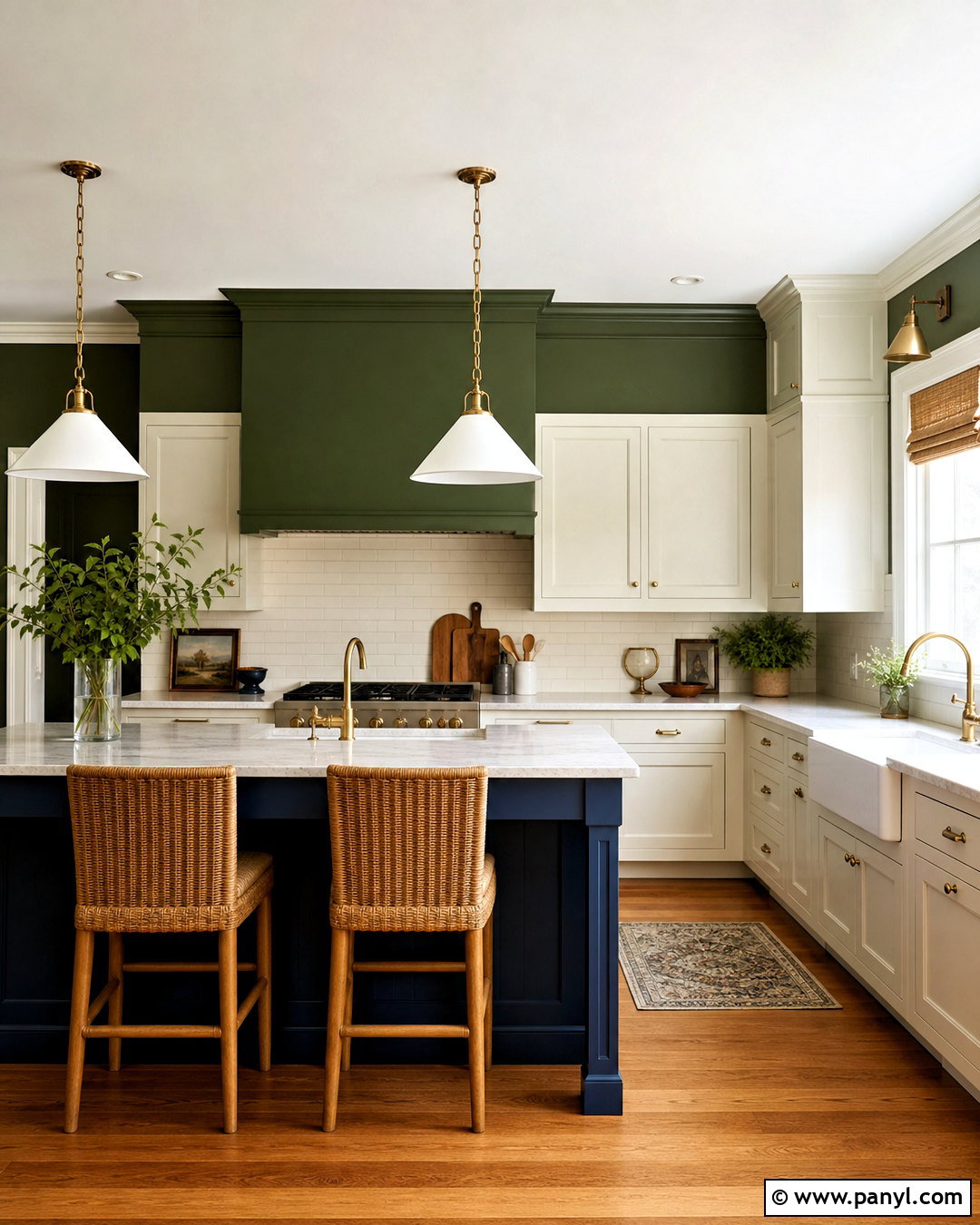 Dark Green Kitchen Walls With A Navy Island - 20 dark green kitchen walls
