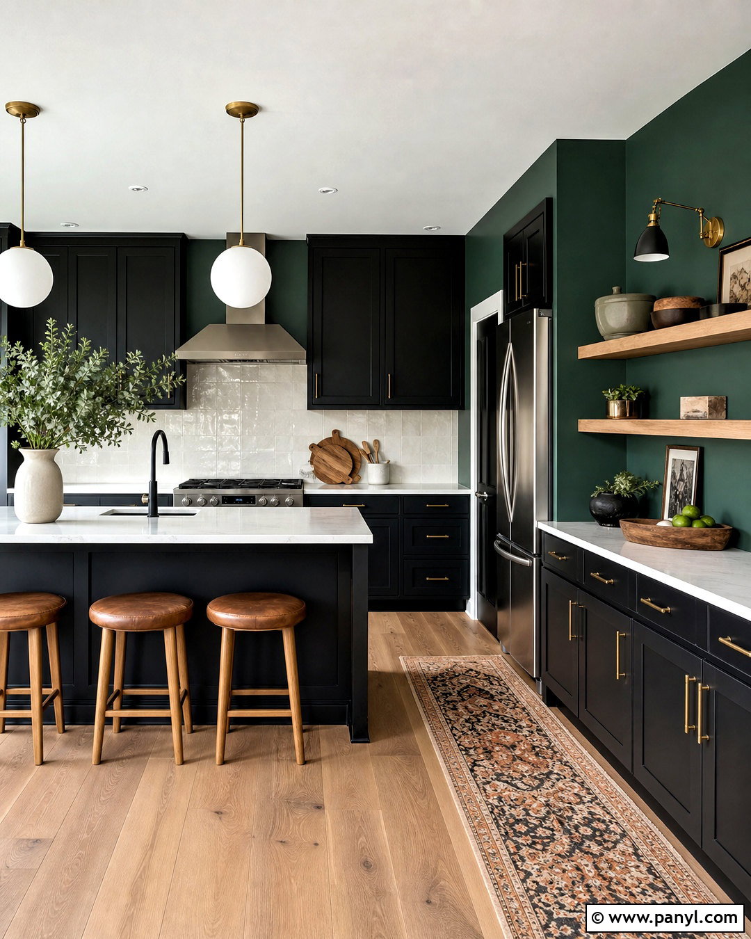 Dark Green Kitchen Walls With Black Cabinets - 20 dark green kitchen walls