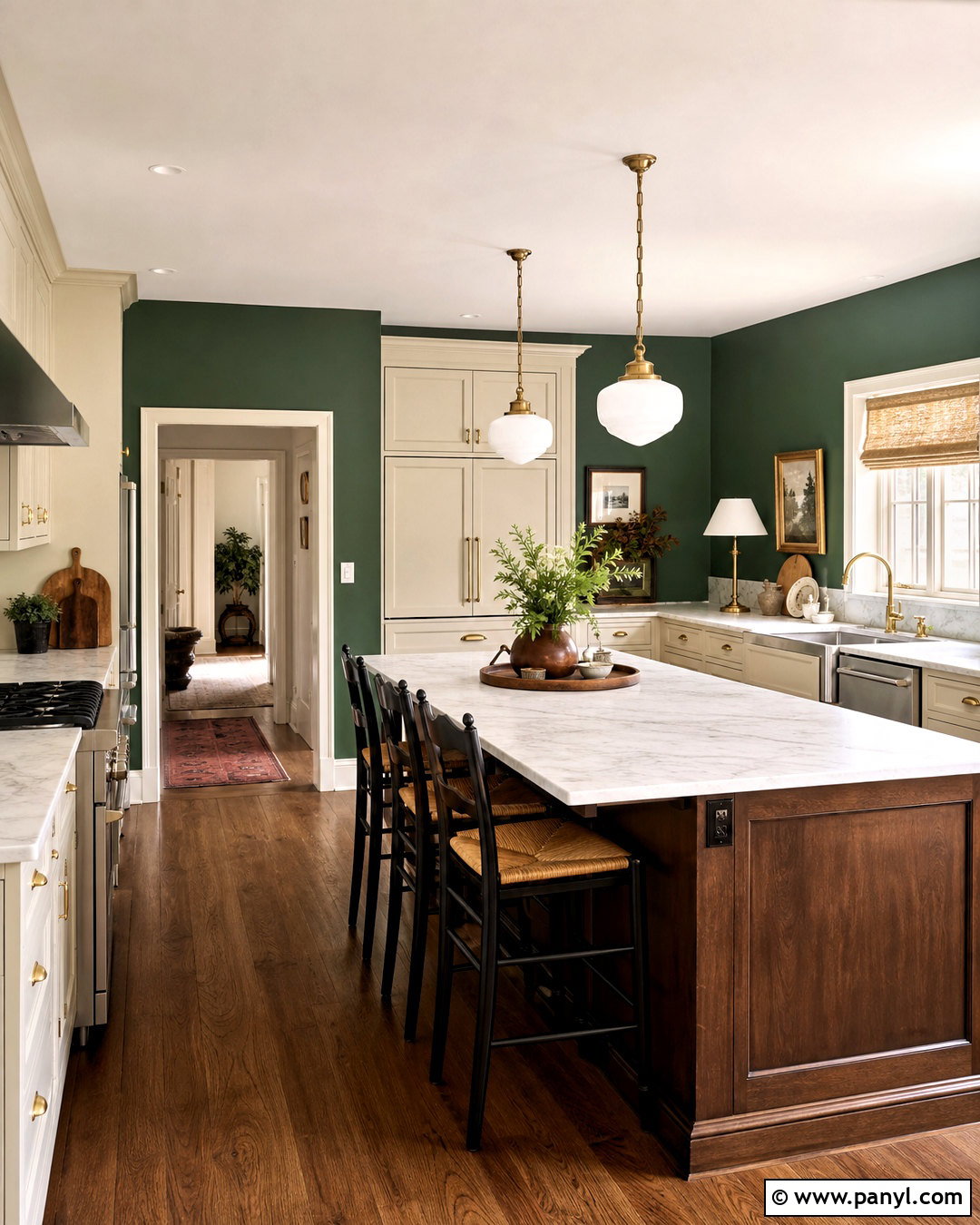 Dark Green Kitchen Walls With Cream Cabinets - 20 green wall kitchen ideas