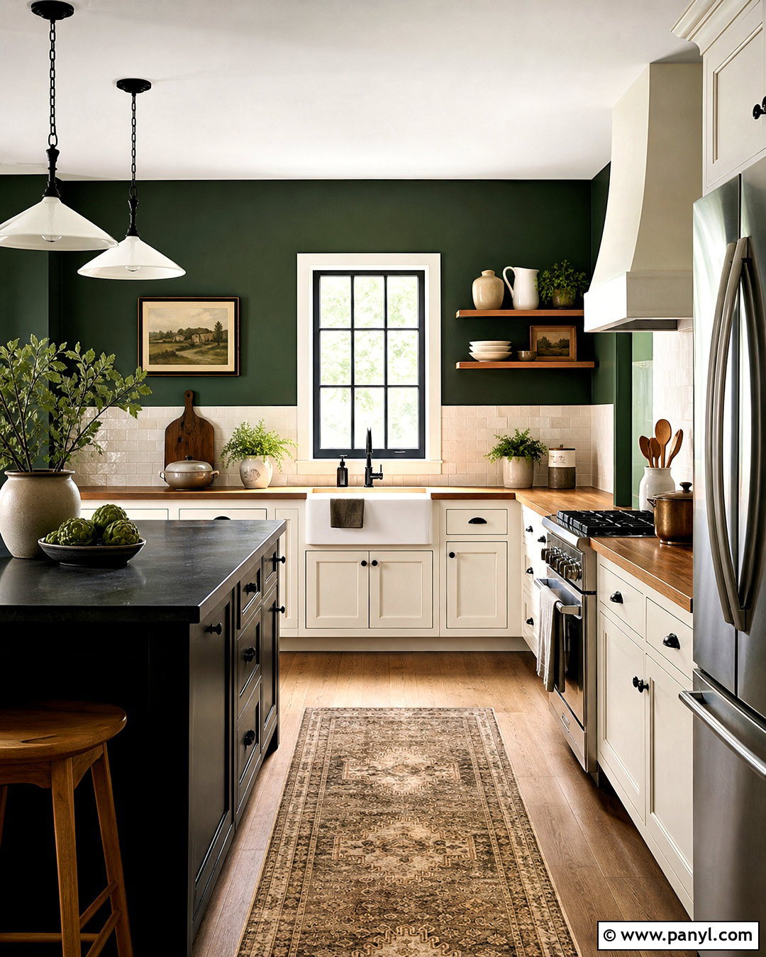 Dark Green Kitchen Walls With Farmhouse Cabinets - 20 dark green kitchen walls