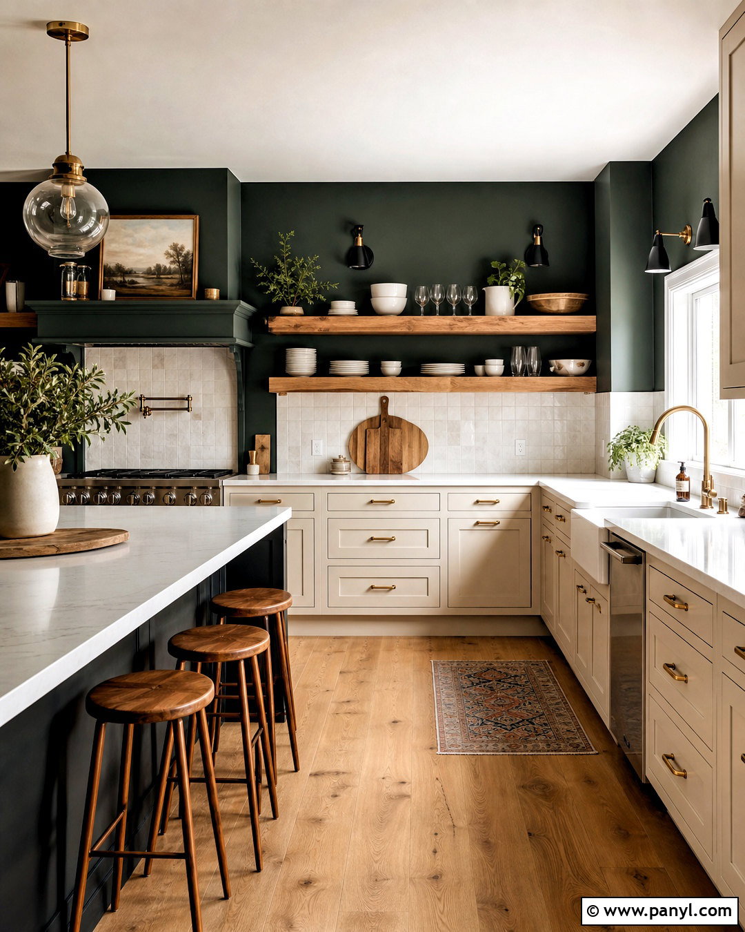 Dark Green Kitchen Walls With Open Shelving - 20 dark green kitchen walls