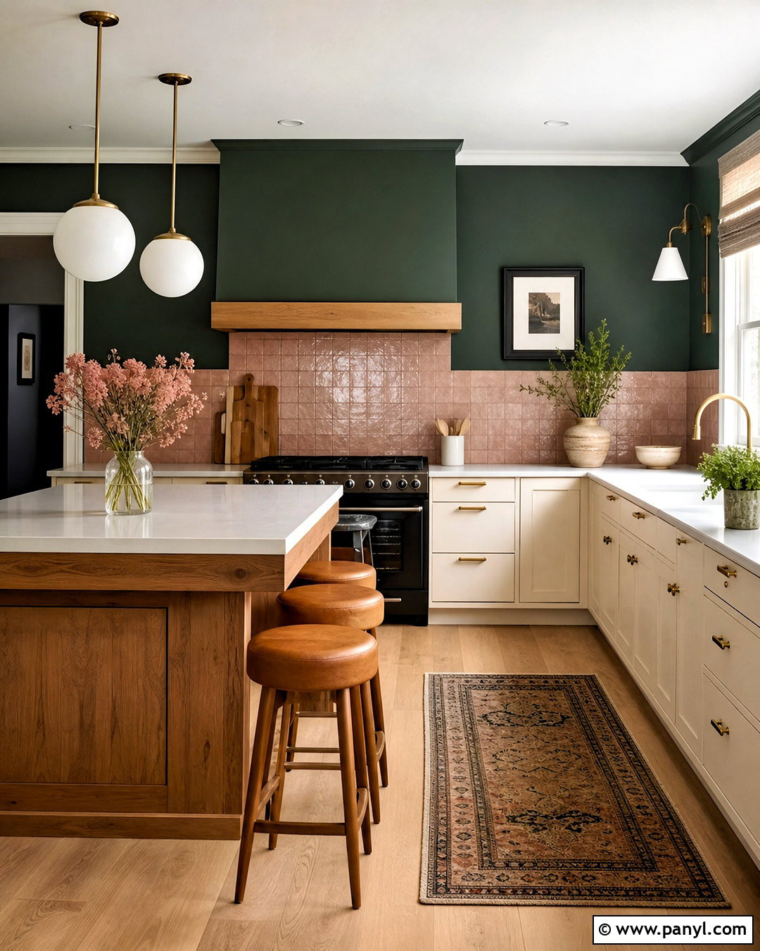 Dark Green Kitchen Walls With Pink Tile - 20 dark green kitchen walls