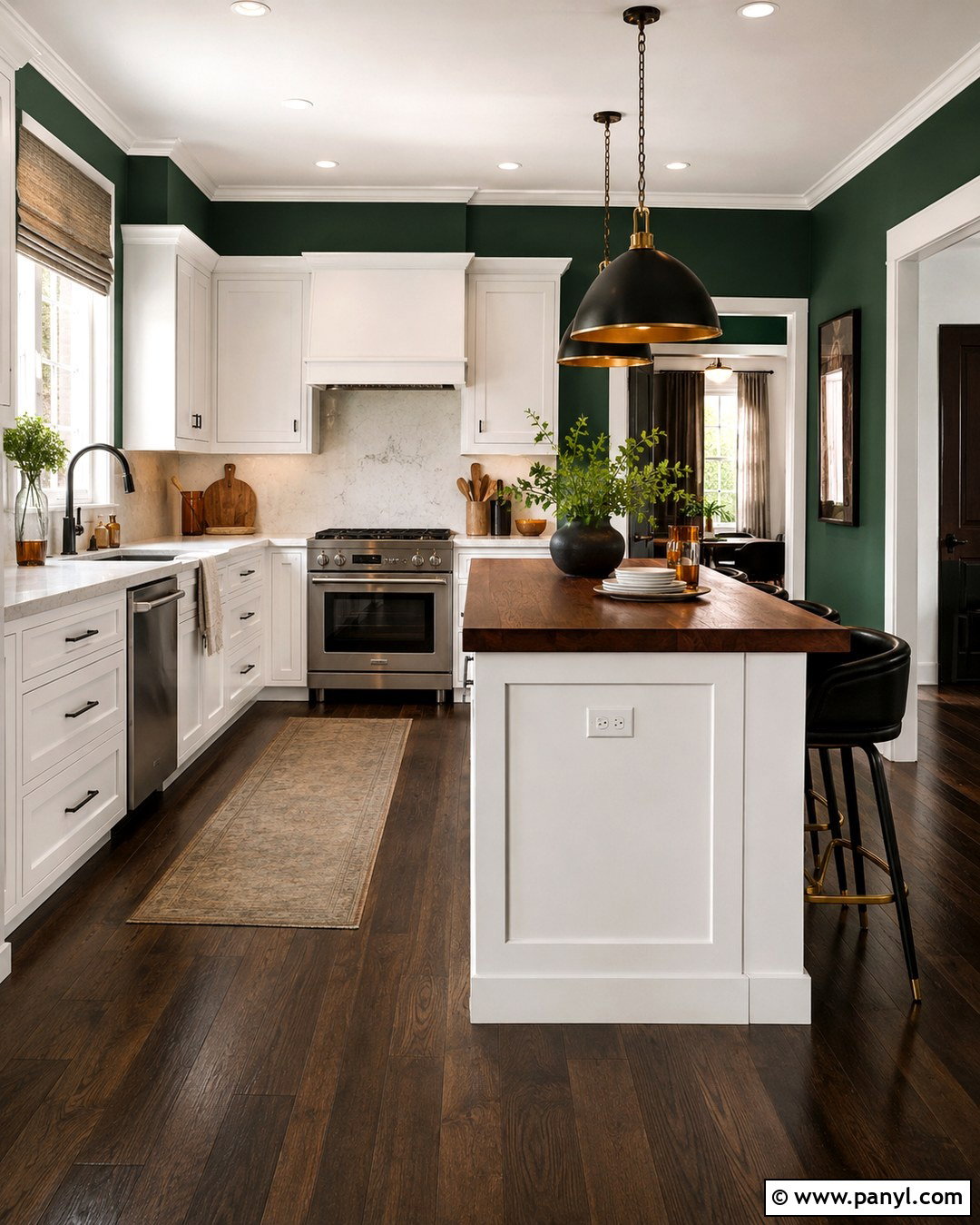 Dark Green Kitchen Walls With White Cabinets - 20 Green Walls With White Cabinets