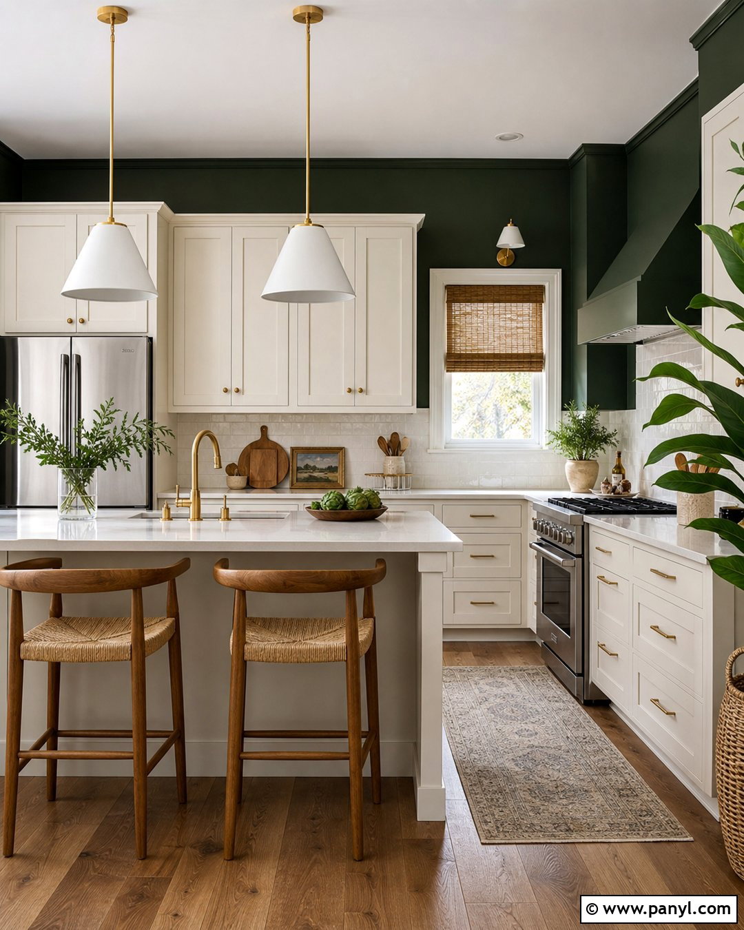 Dark Green Kitchen Walls With White Cabinets - 20 Dark Green Color For Wall Ideas