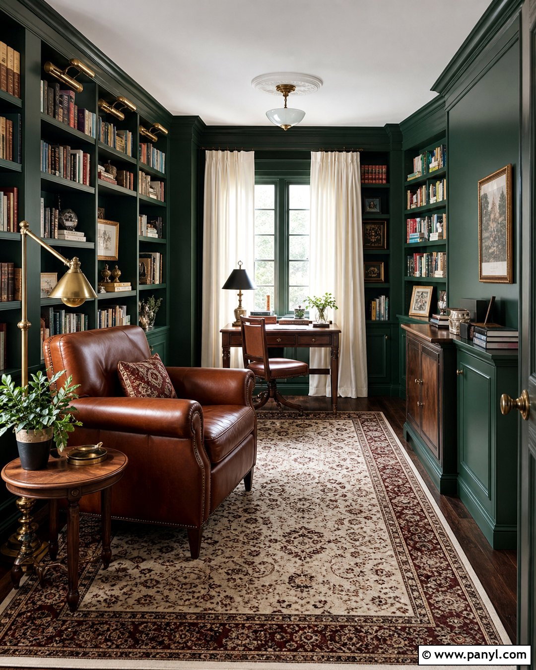 Dark Green Library Walls - 30 Room Green Walls