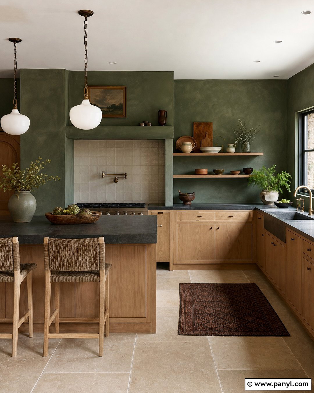 Dark Green Limewash Kitchen - 25 Limewash Dark Green Ideas