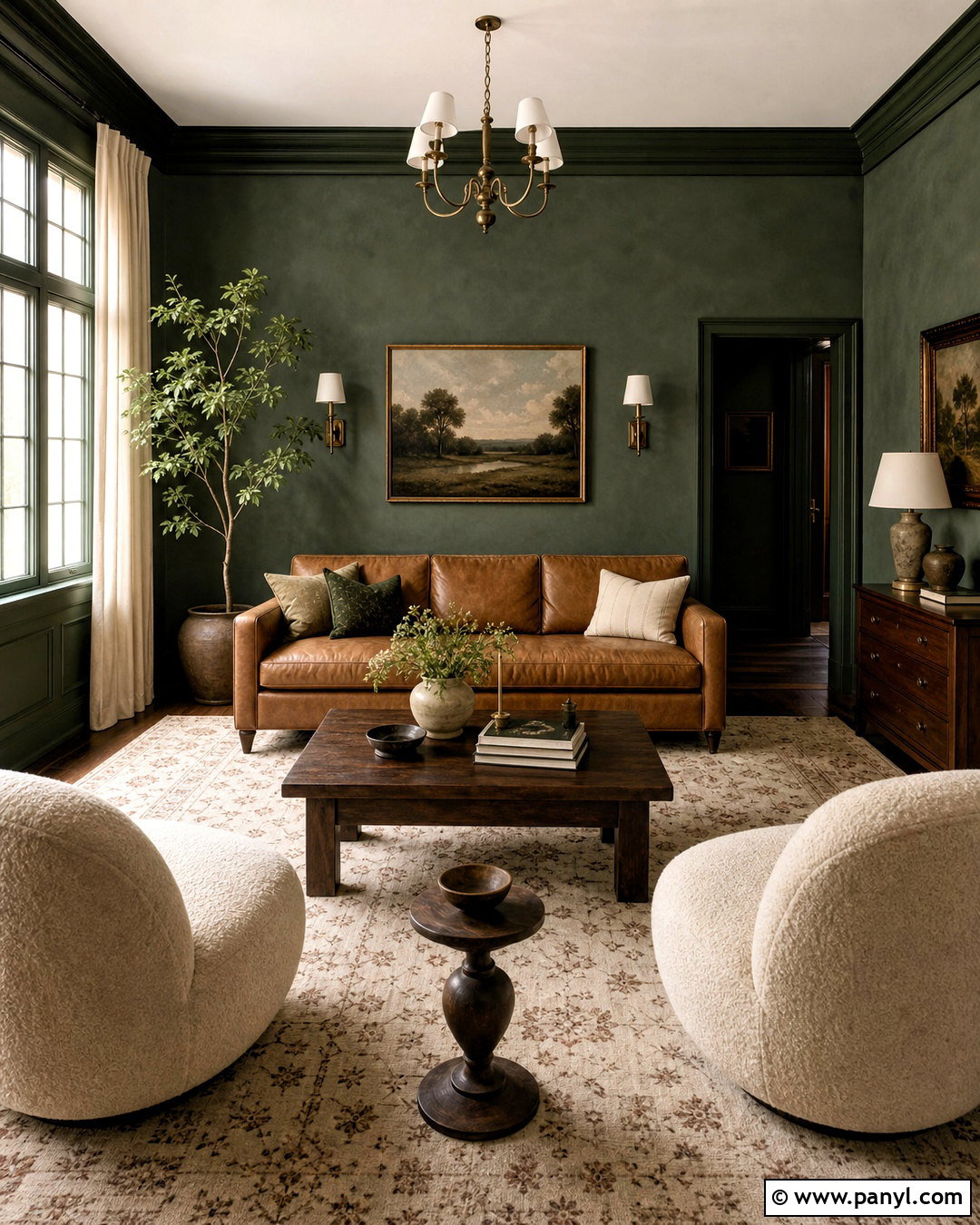 Dark Green Limewash Living Room - 20 limewash walls living rooms