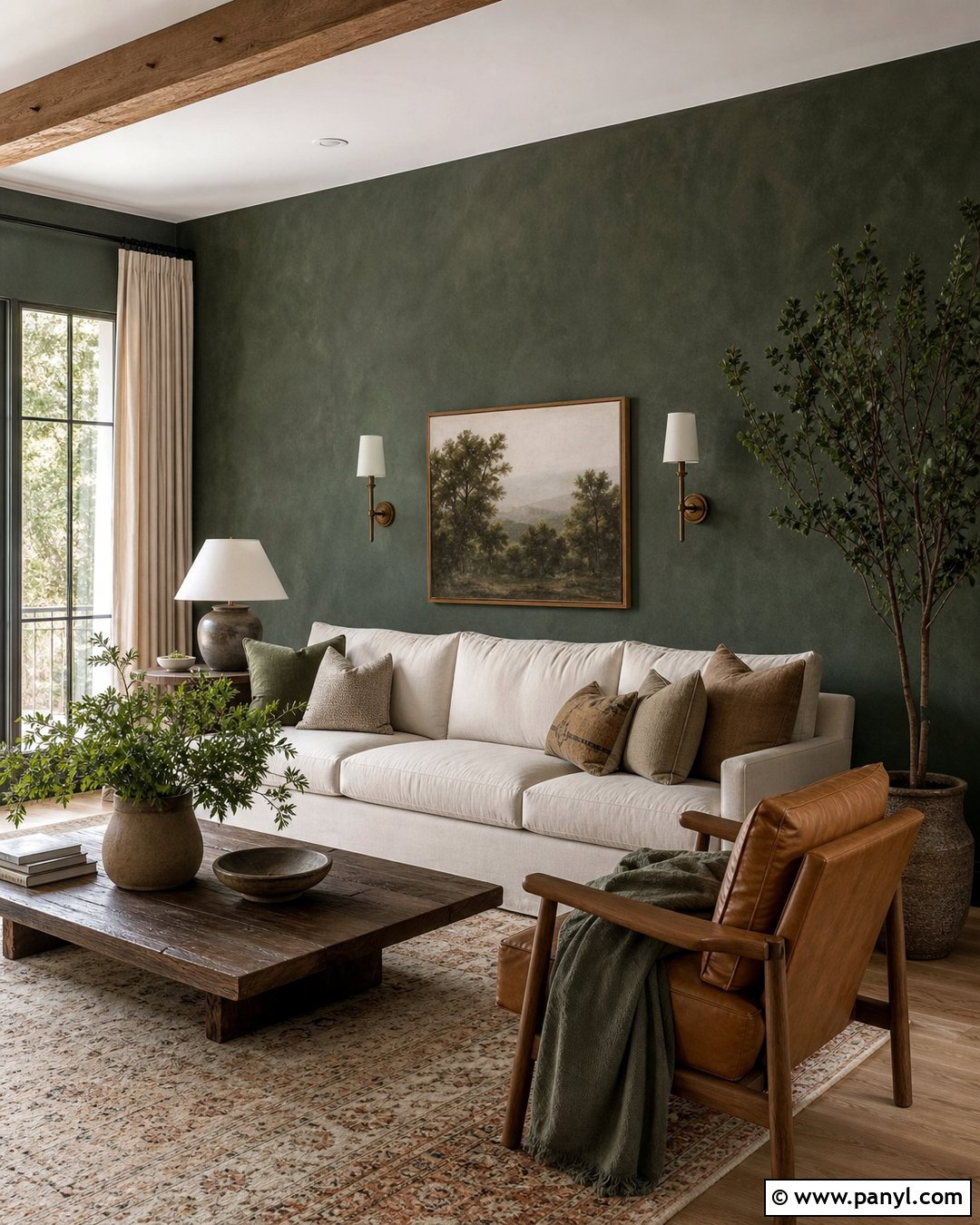 Dark Green Limewash Living Room - 25 Limewash Dark Green Ideas