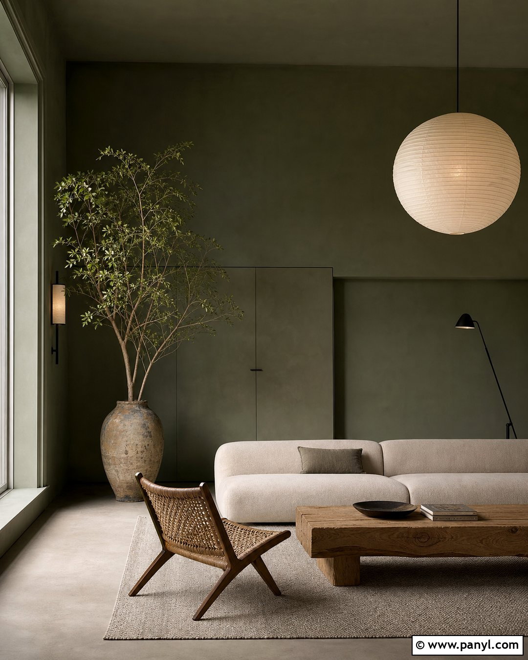 Dark Green Limewash Minimalist Room - 25 Limewash Dark Green Ideas
