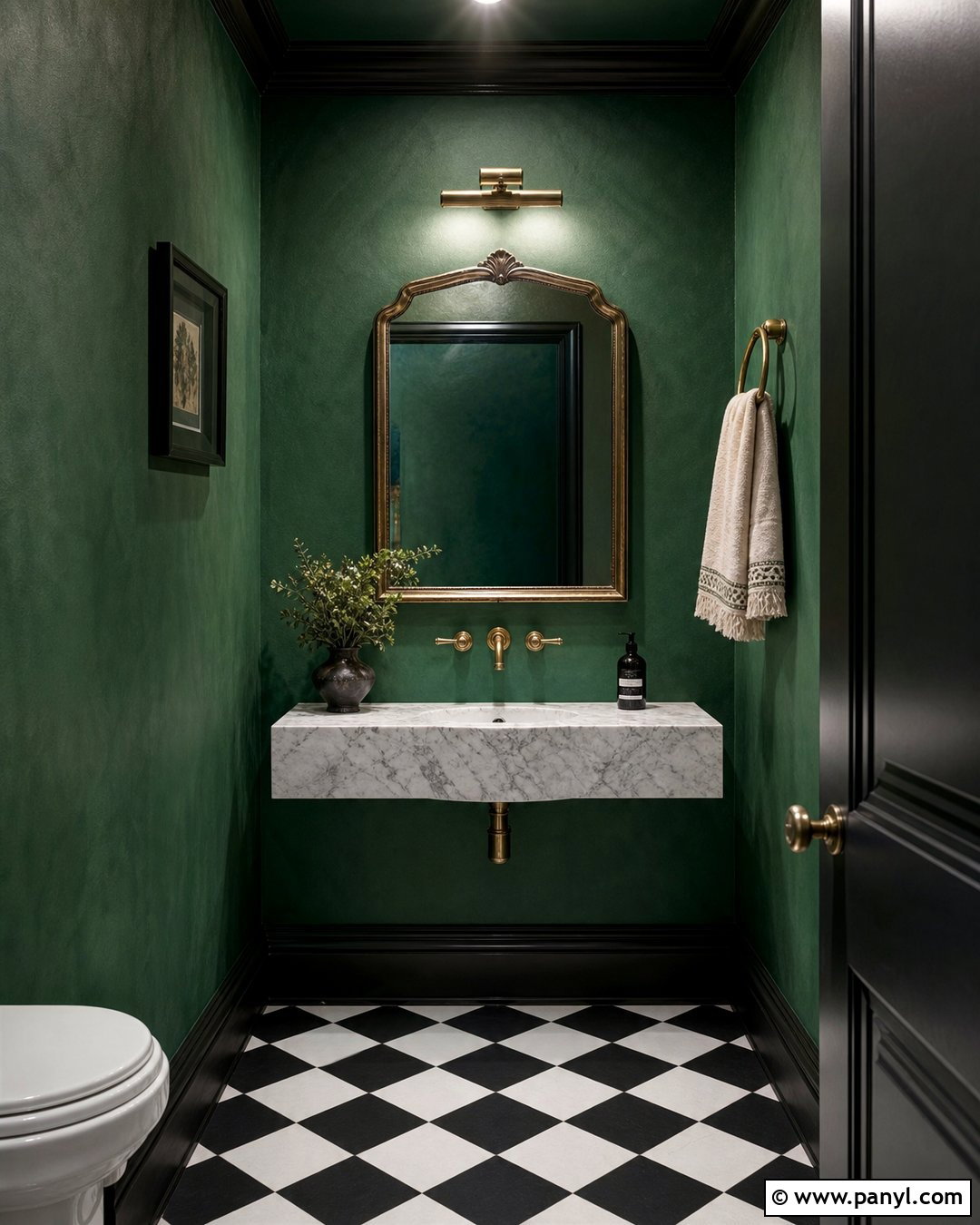 Dark Green Limewash Powder Room - 25 Limewash Dark Green Ideas