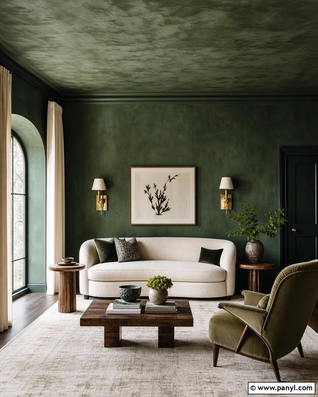Dark Green Limewash Walls And Ceiling - 30 dark green limewash walls