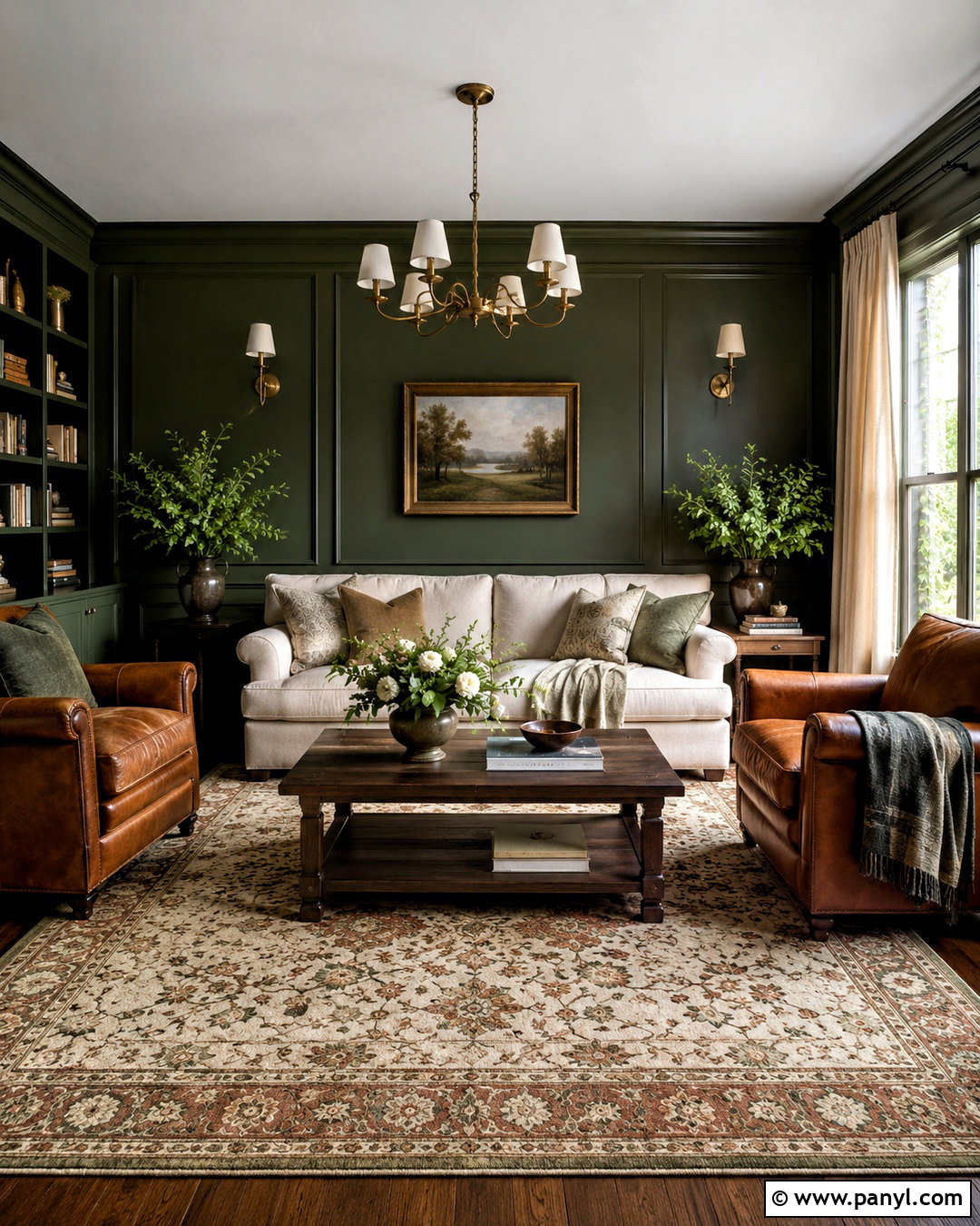 Dark Green Living Room - 20 cozy living room design ideas