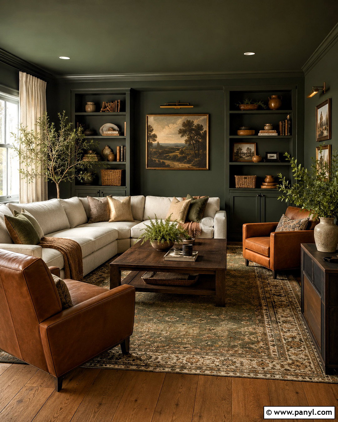 Dark Green Living Room - 20 dark interiors