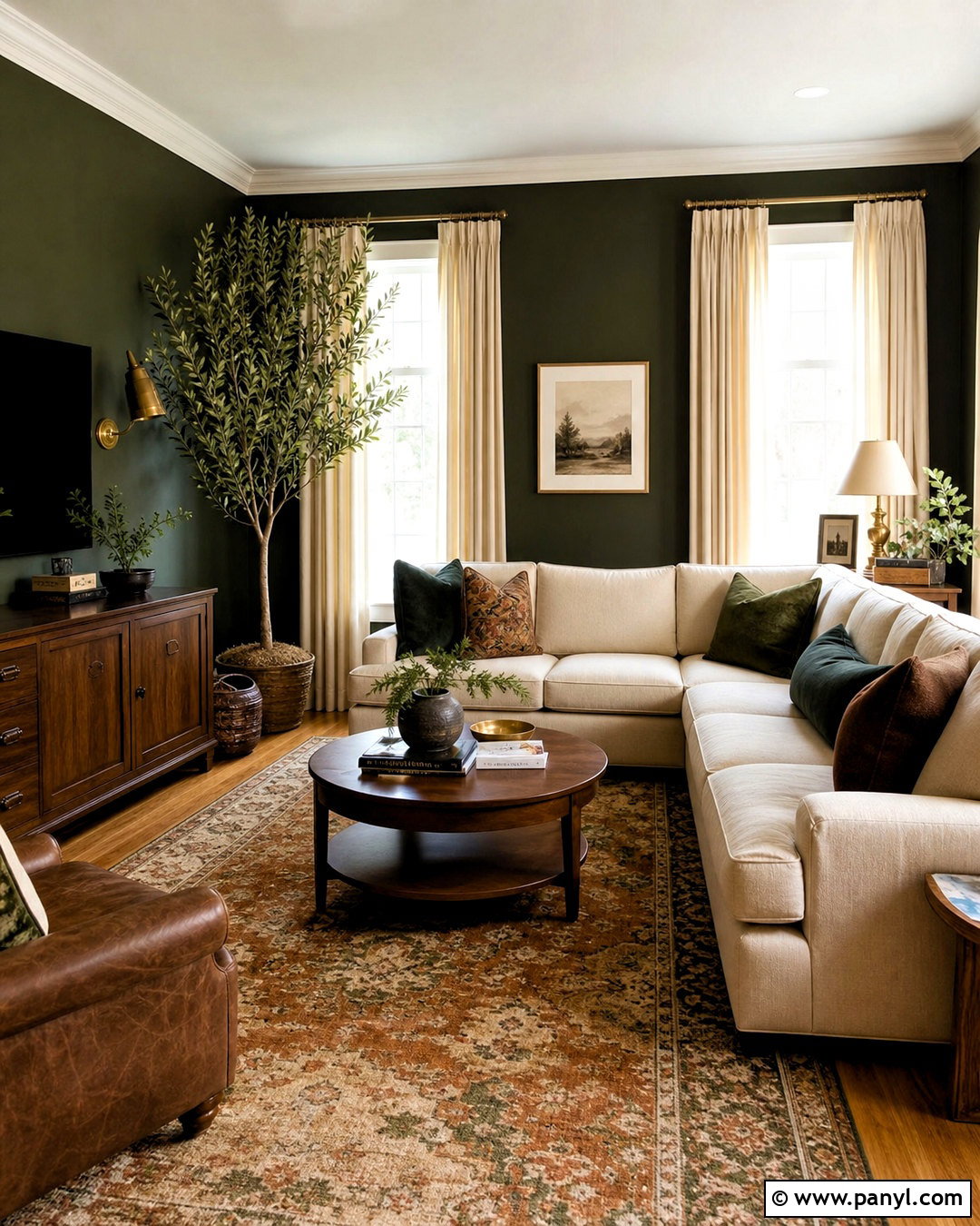Dark Green Living Room - 20 green rooms ideas