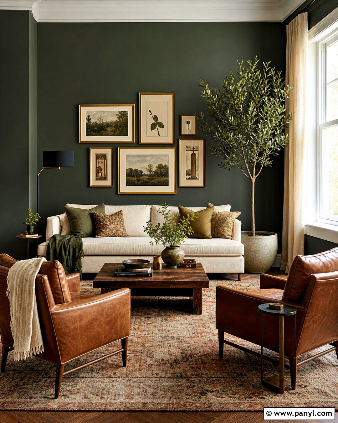Dark Green Living Room Wall - 20 green wall aesthetic ideas