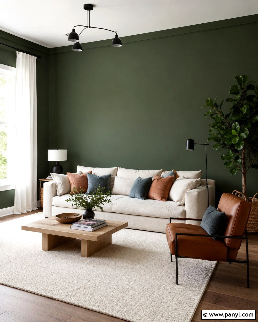 Dark Green Living Room Wall - 20 Plain Green Wall Ideas