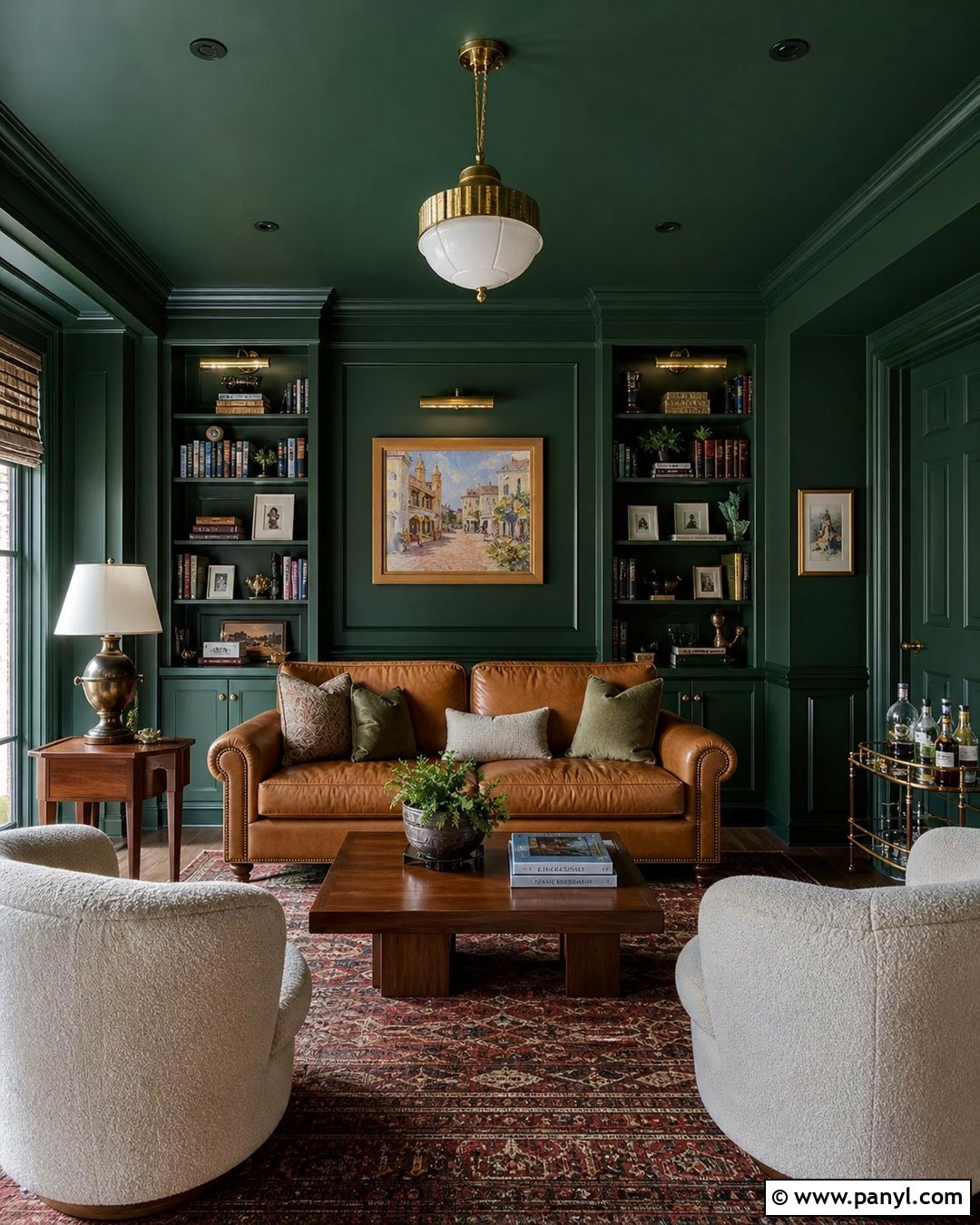 Dark Green Living Room Walls And Ceiling - 30 green walls and ceiling ideas