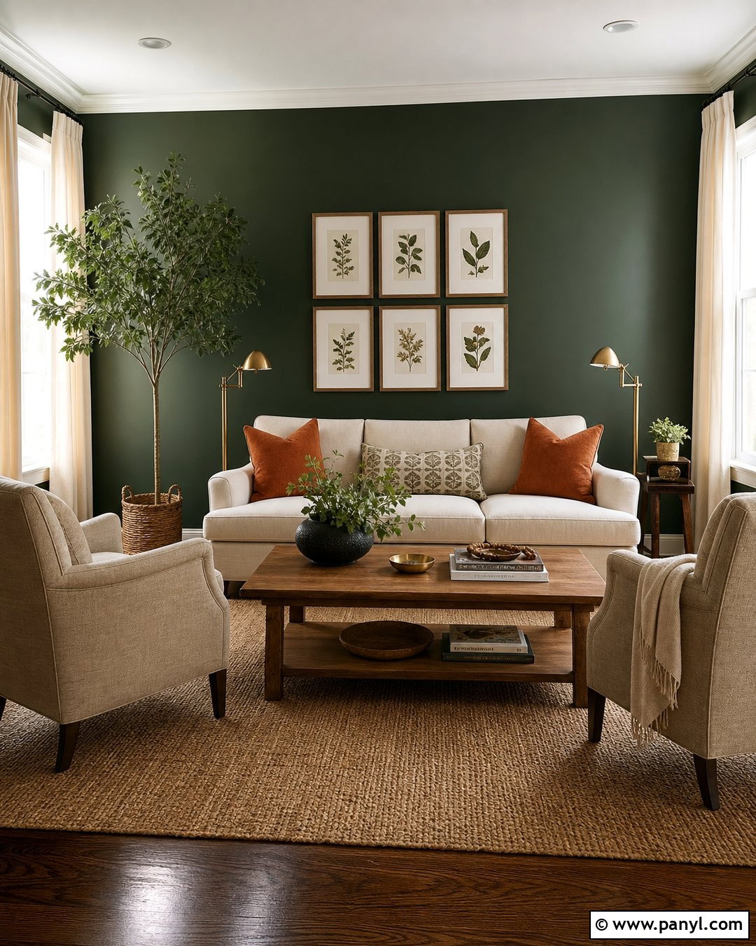 Dark Green Living Room Walls With Cream Furniture - 35 Dark Green Painted Walls