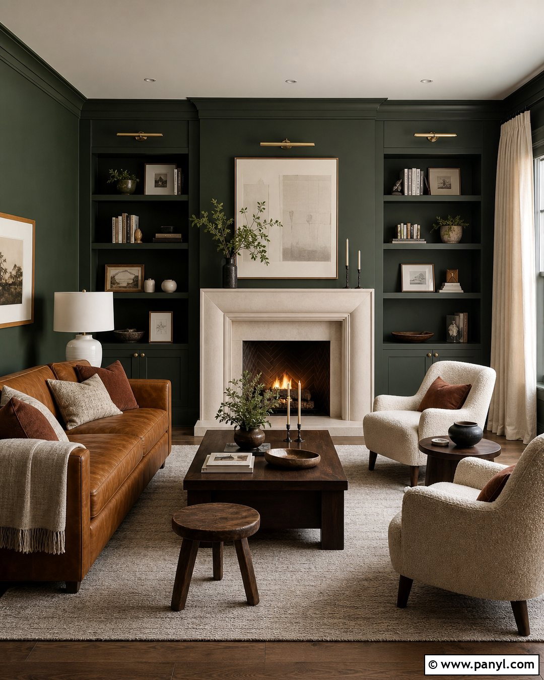Dark Green Living Room Walls - 30 Room Green Walls