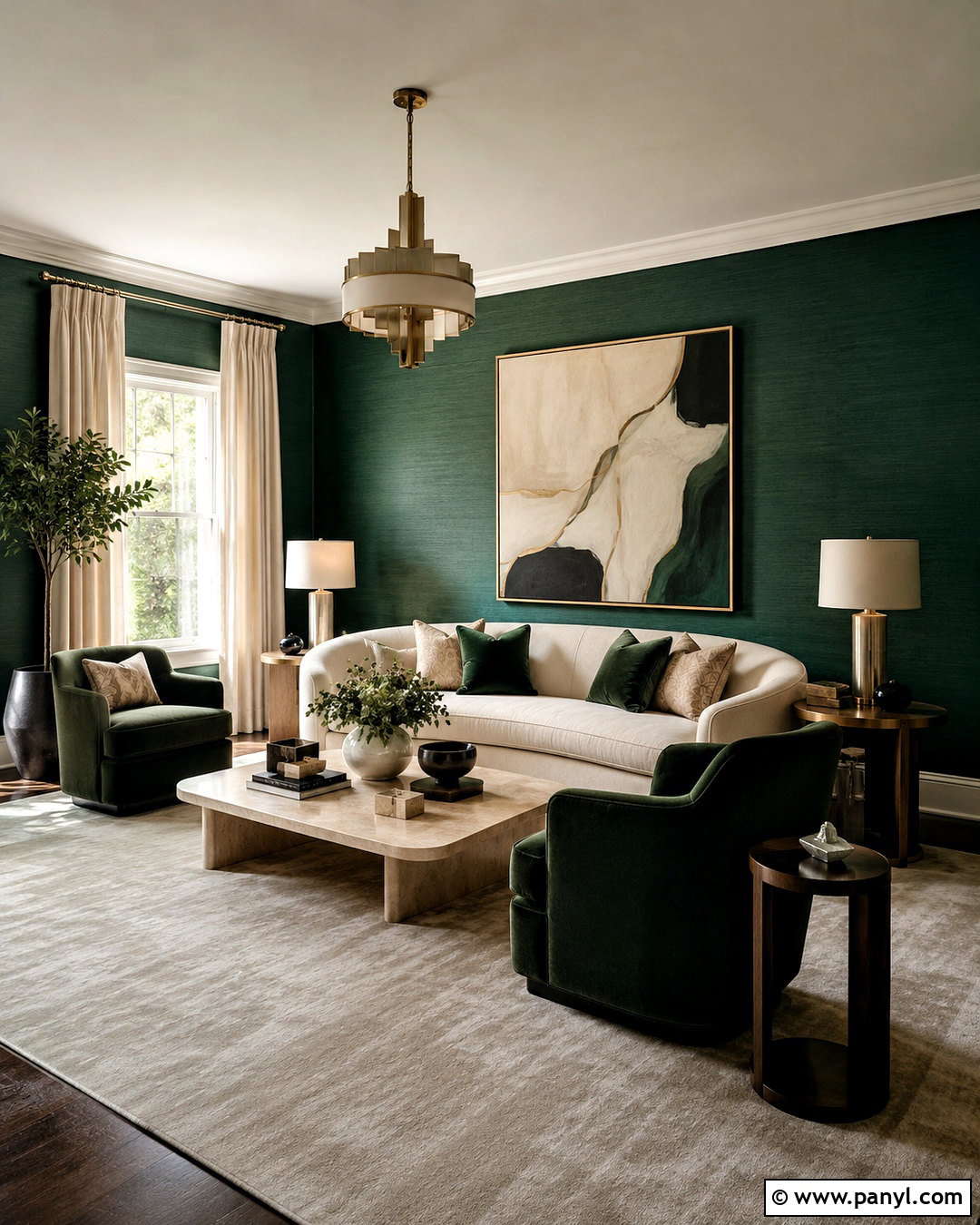 Dark Green Luxury Lounge - 20 dark green lounge ideas