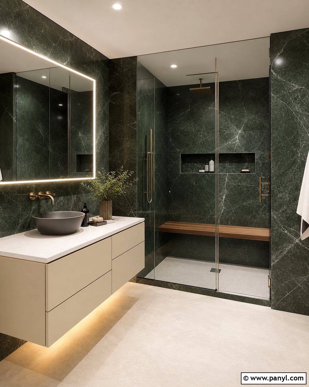 Dark Green Marble Bathroom Walls - 30 Dark Bathroom Walls