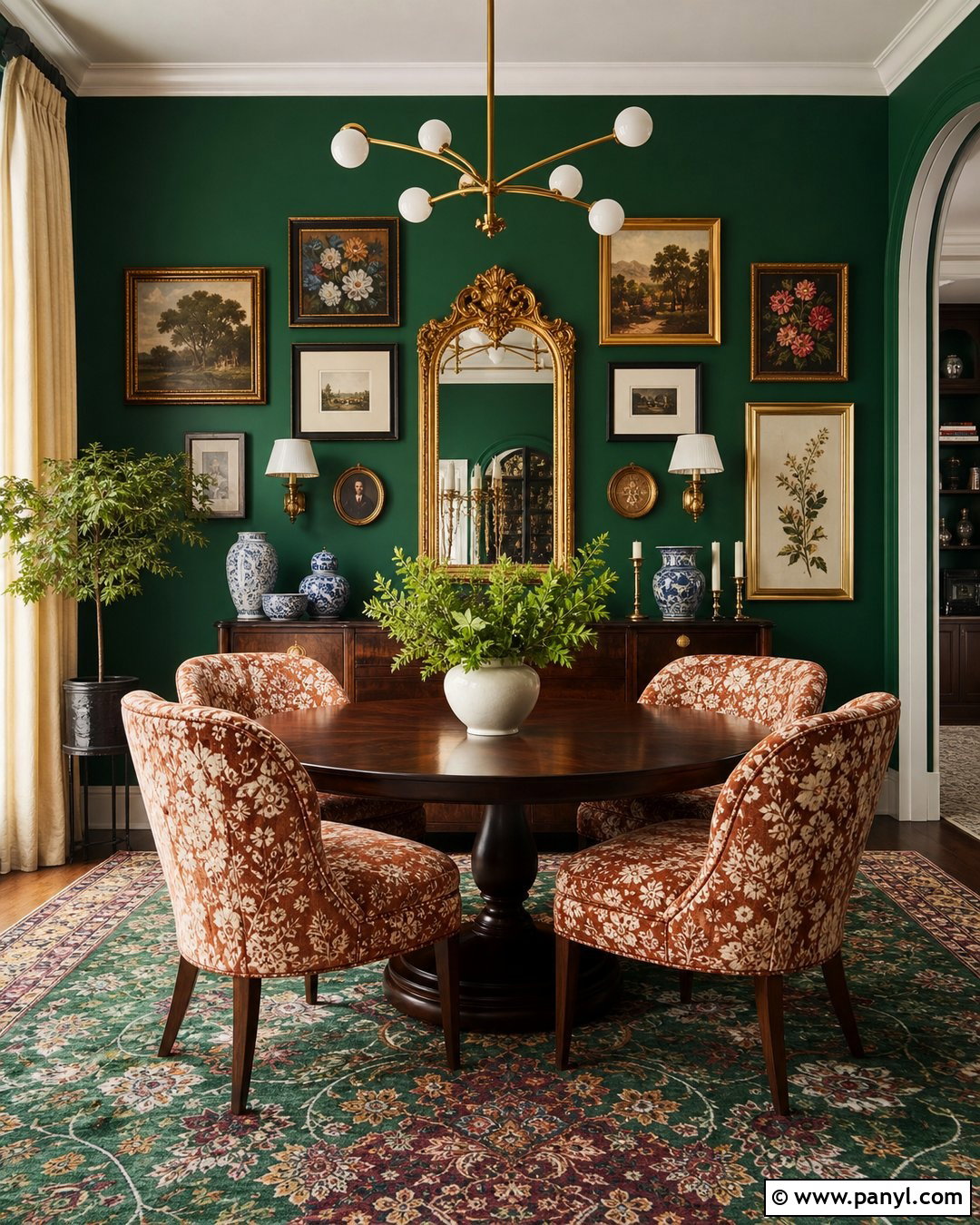 Dark Green Maximalist Feature Wall - 30 dark green feature wall ideas