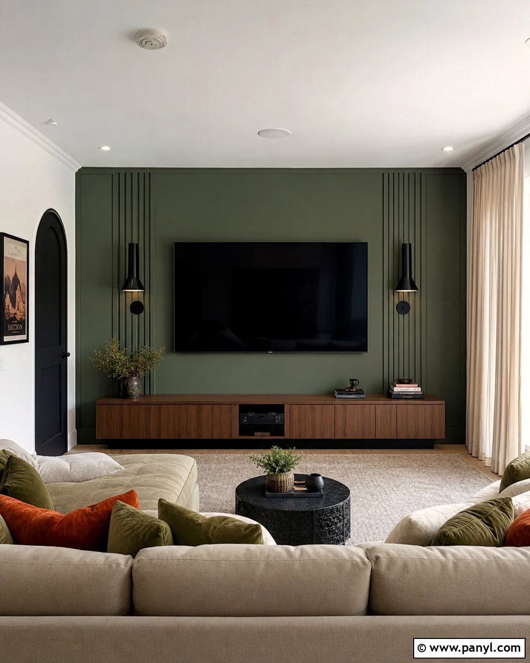 Dark Green Media Room Accent Wall - 45 dark green accent wall ideas
