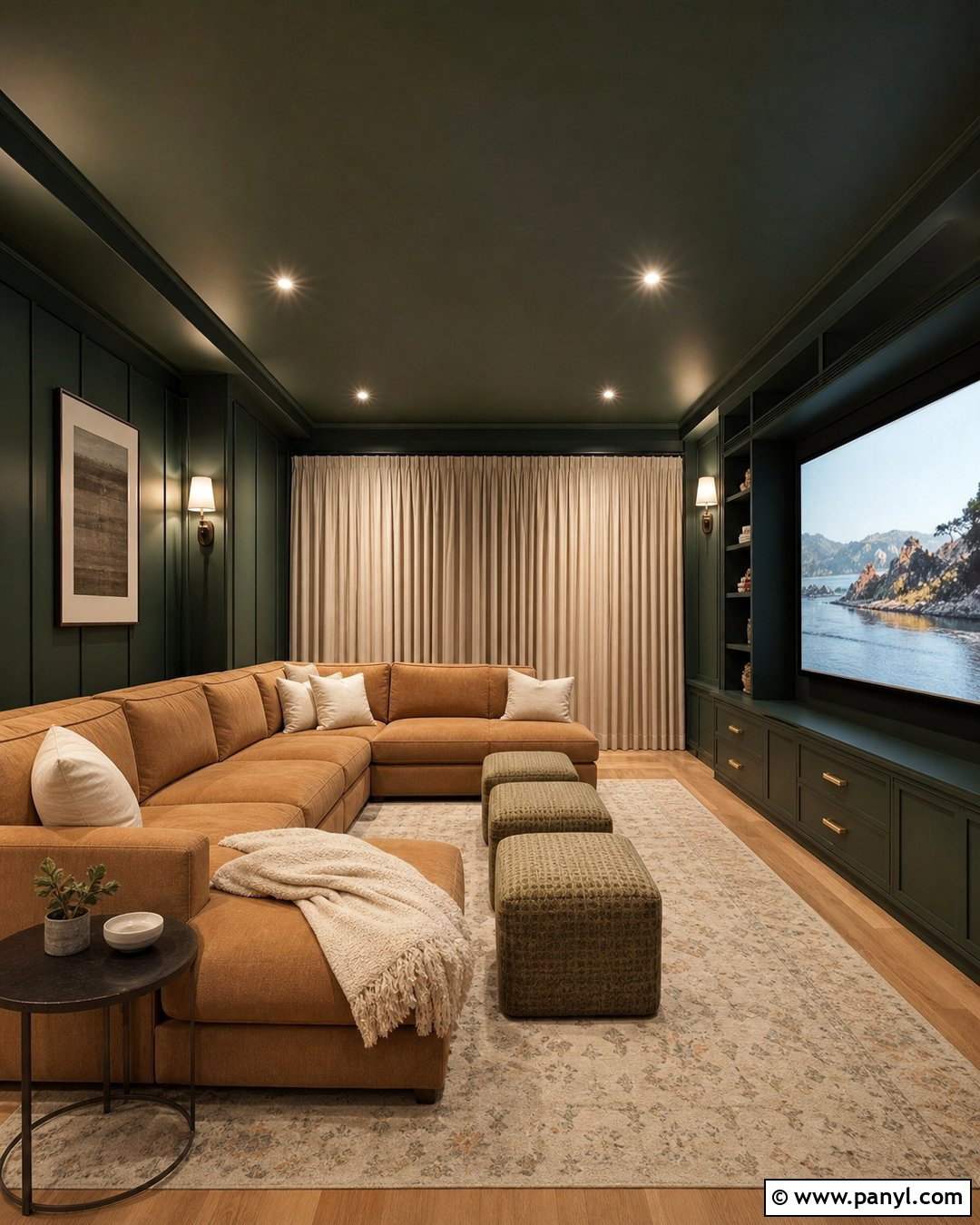 Dark Green Media Room Walls - 45 dark green walls