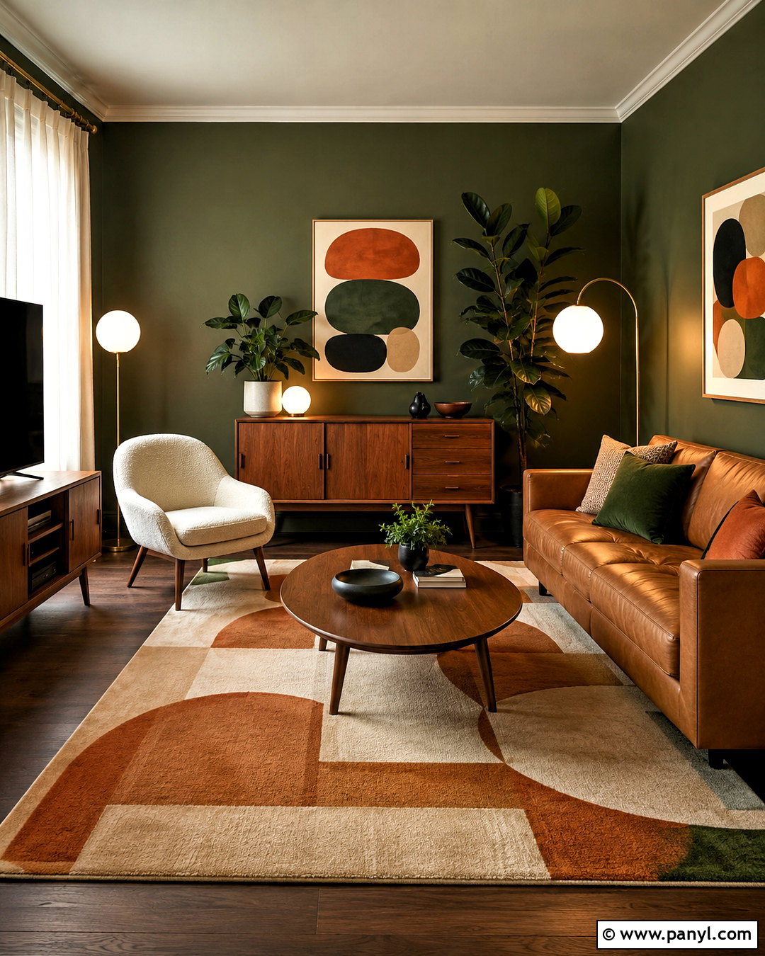 Dark Green Midcentury Lounge - 20 dark green lounge ideas