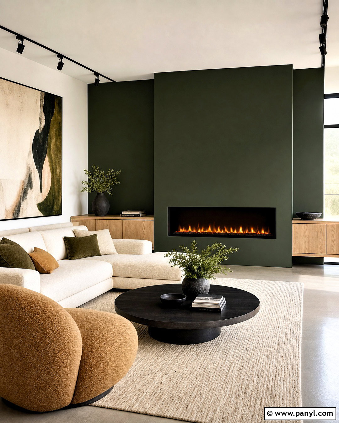 Dark Green Modern Electric Fireplace - 20 dark green fireplace ideas