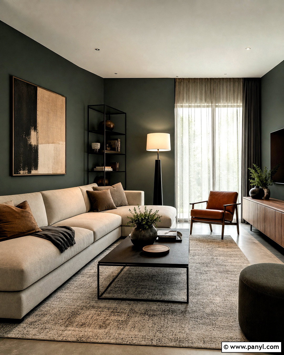 Dark Green Modern Interior With Black Accents - 20 dark green interior ideas