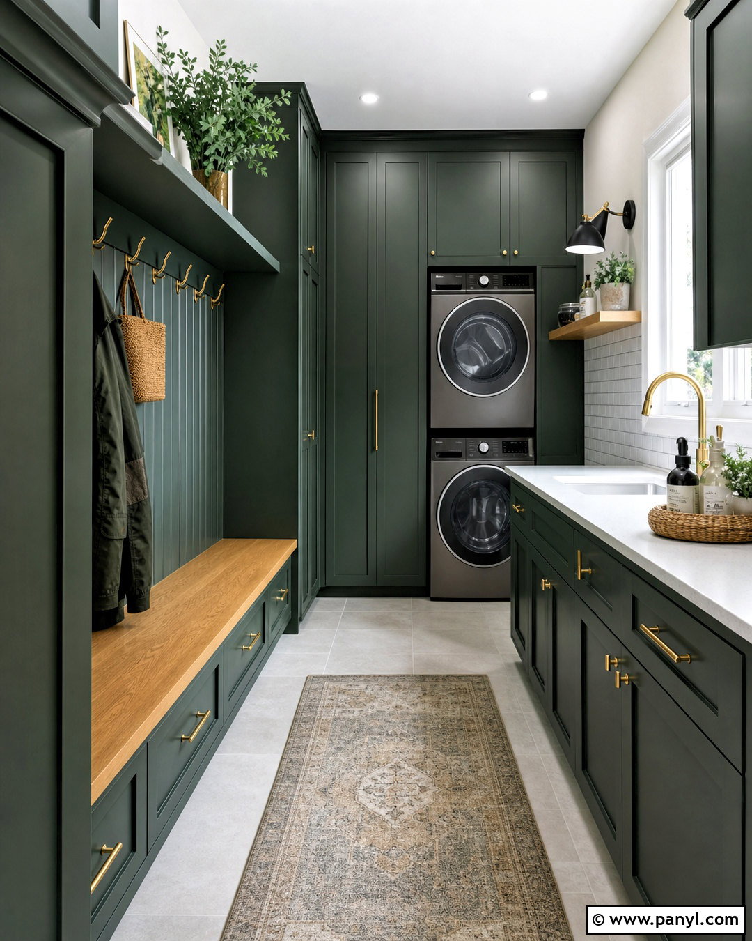 Dark Green Mudroom Laundry Room - 20 dark green mudroom ideas