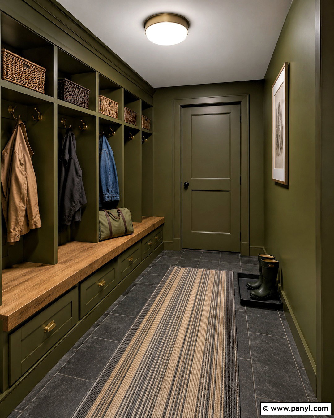 Dark Green Mudroom - 20 dark painted rooms