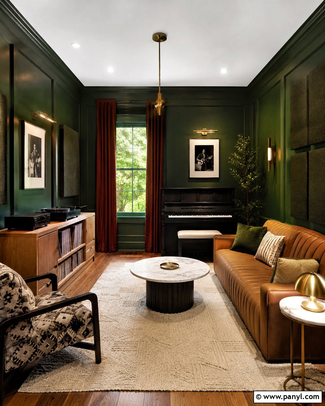 Dark Green Music Room - 20 cozy music room ideas
