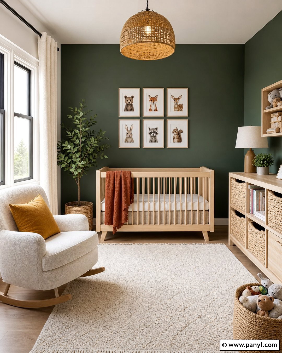 Dark Green Nursery Feature Wall - 30 dark green feature wall ideas